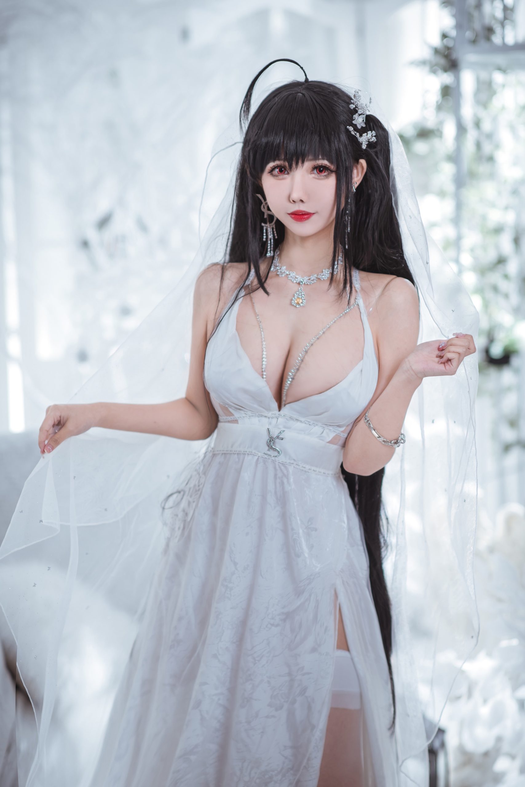 [网红Coser]仙女月 - NO.08 大凤纯白婚纱摄影图集百度云下载