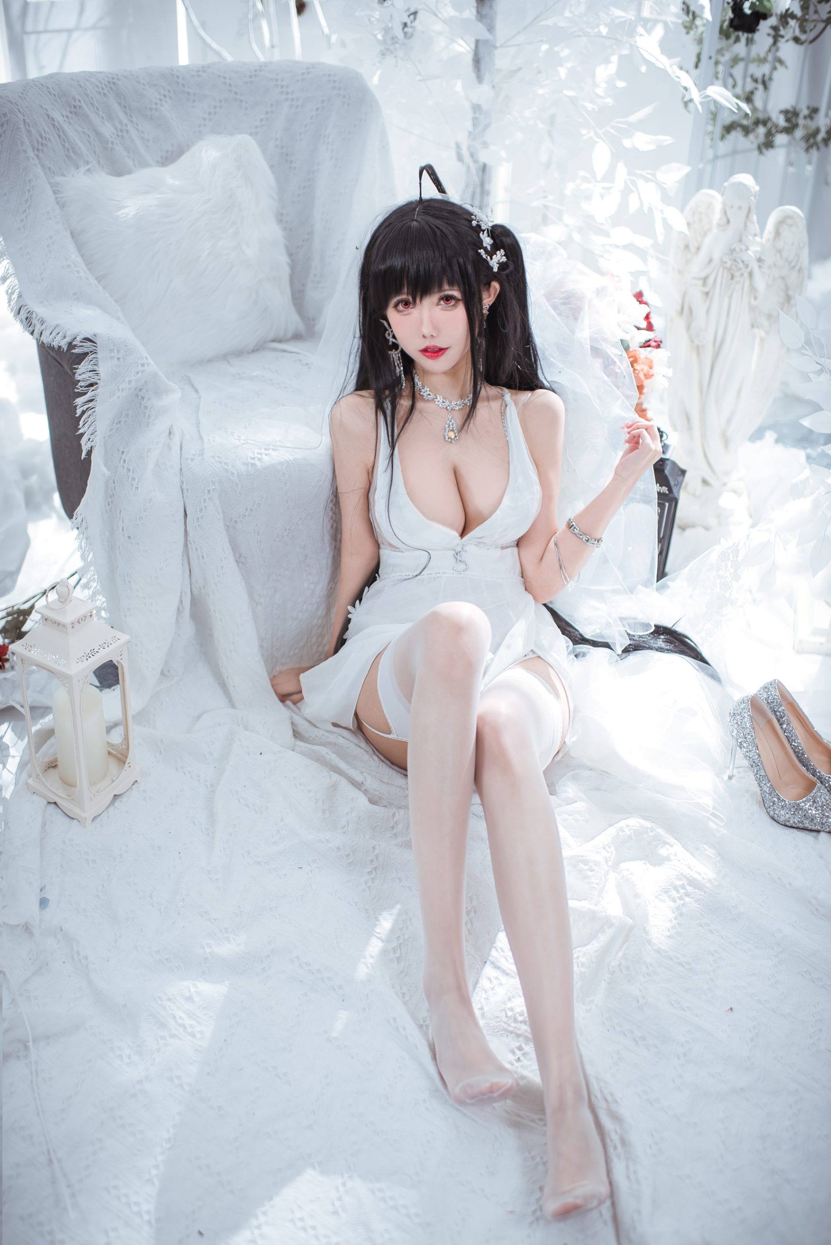 [网红Coser]仙女月 - NO.08 大凤纯白婚纱摄影图集百度云下载